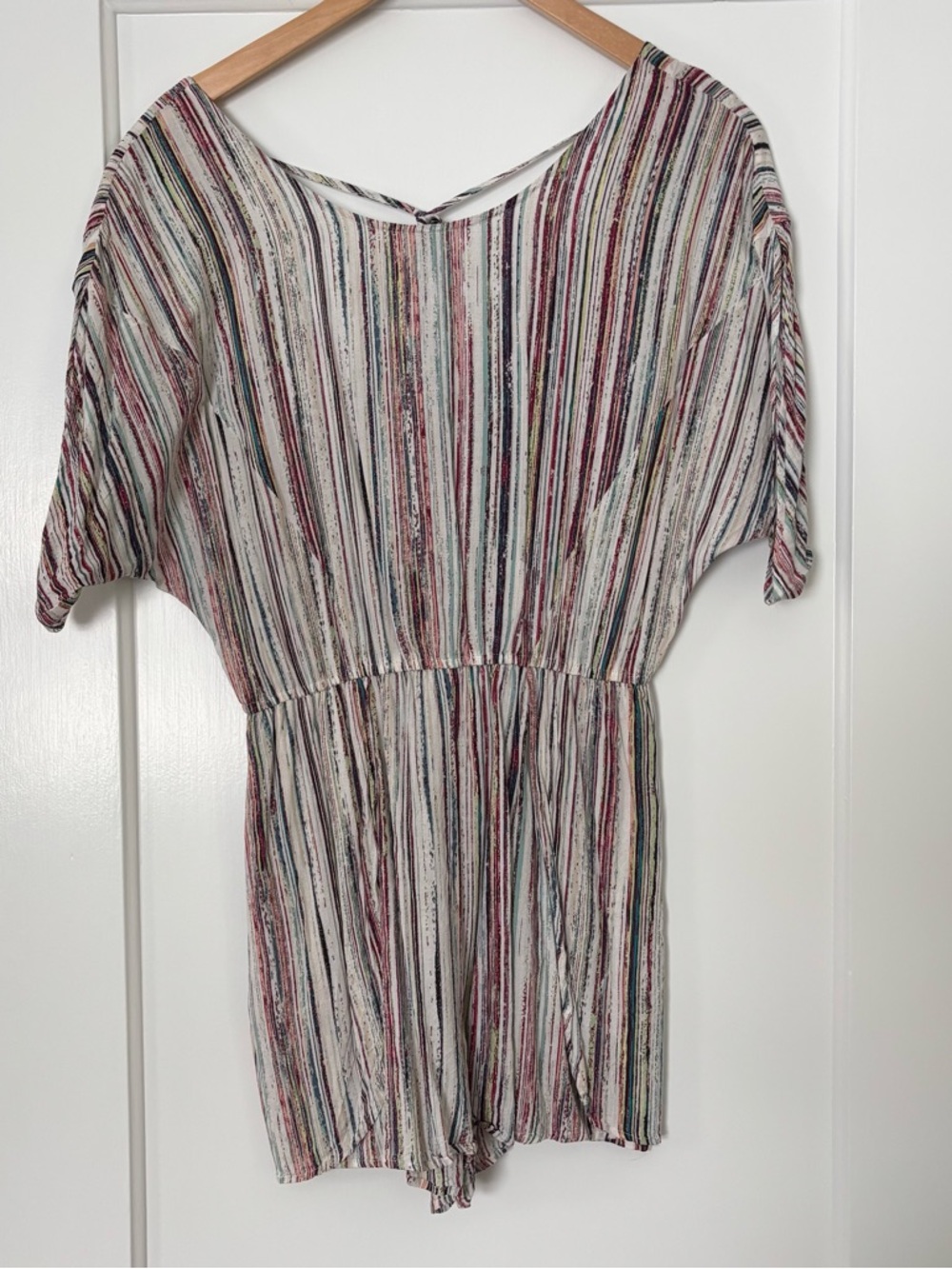 BCBGeneration Multicolor Striped Short Romper - Size S